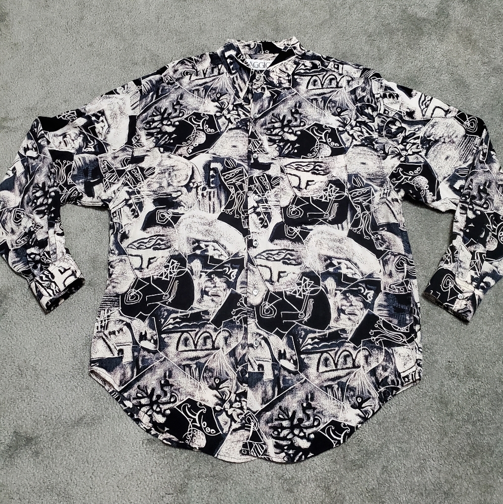 Vintage AGGIO Art Button up Shirt Rare